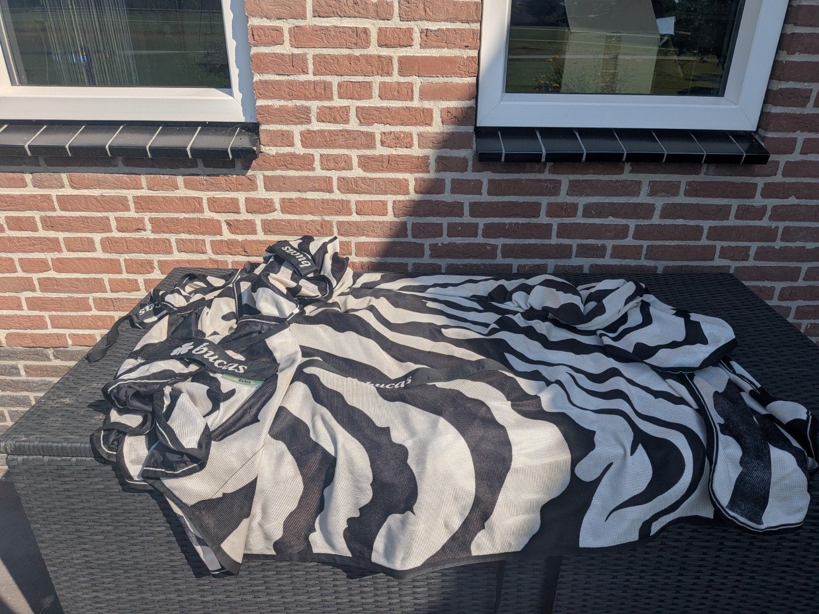 Bucas buzz-off zebra full neck vliegendeken, Gebruikt, Mesh, Vliegendeken, Full (L)