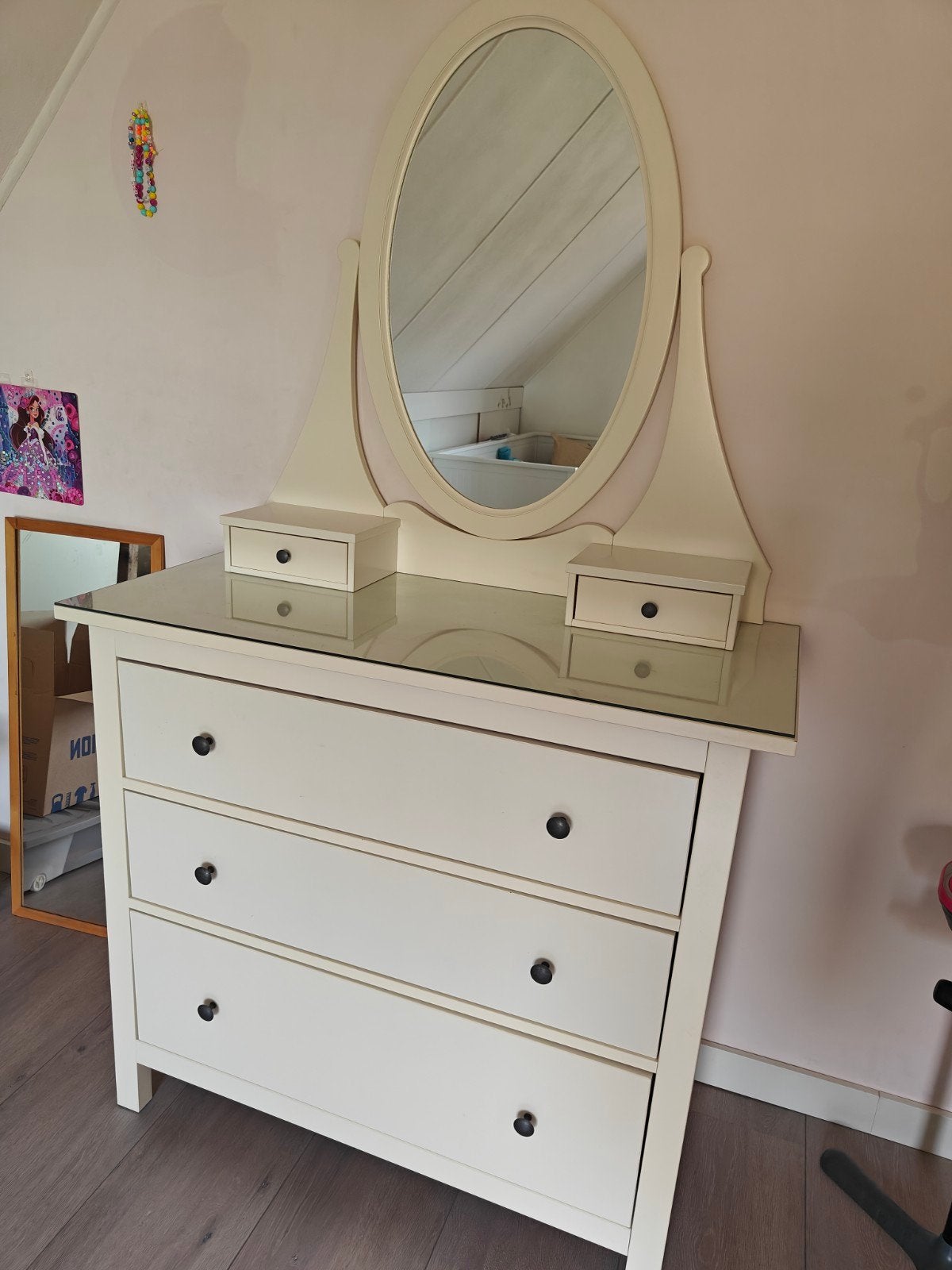 ikea hemnes kast wit met spiegel en glasplaat, Ophalen, 50 tot 100 cm, Minder dan 100 cm, Landelijke