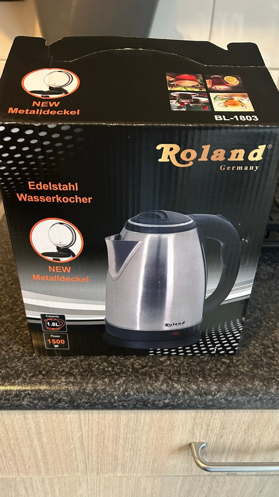 Roland RVS Waterkoker 1.8L - Nieuw in doos, 1 tot 2 liter, Ophalen, Nieuw, Rvs