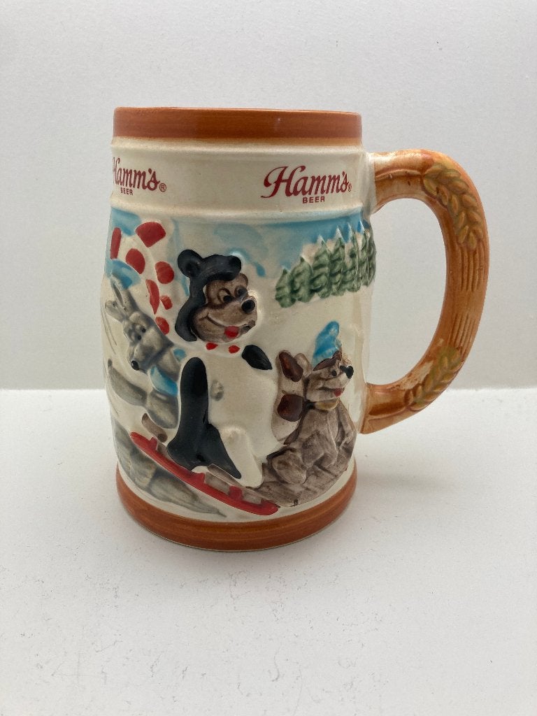Vintage Hamms Beer Pul - Skiën en Sneeuwpop Design, Verzamelen, Ophalen of Verzenden, Gebruikt, Pul(len), Overige merken