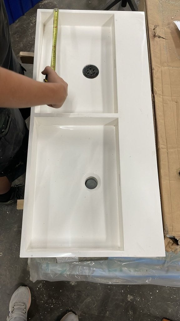 Dubbele Solid Surface Wastafel 90x42 cm Wit Design Badkamer, Ophalen, Nieuw, Wastafel