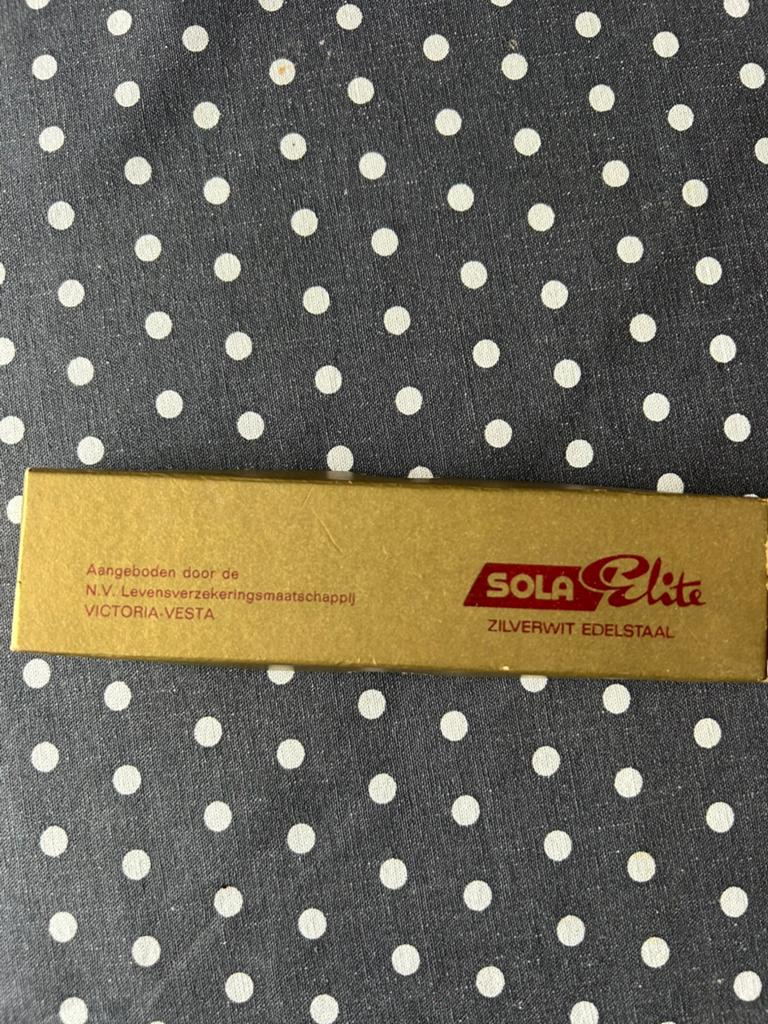 Vintage Sola Elite Victoria-Vesta lepel in doosje, Ophalen of Verzenden