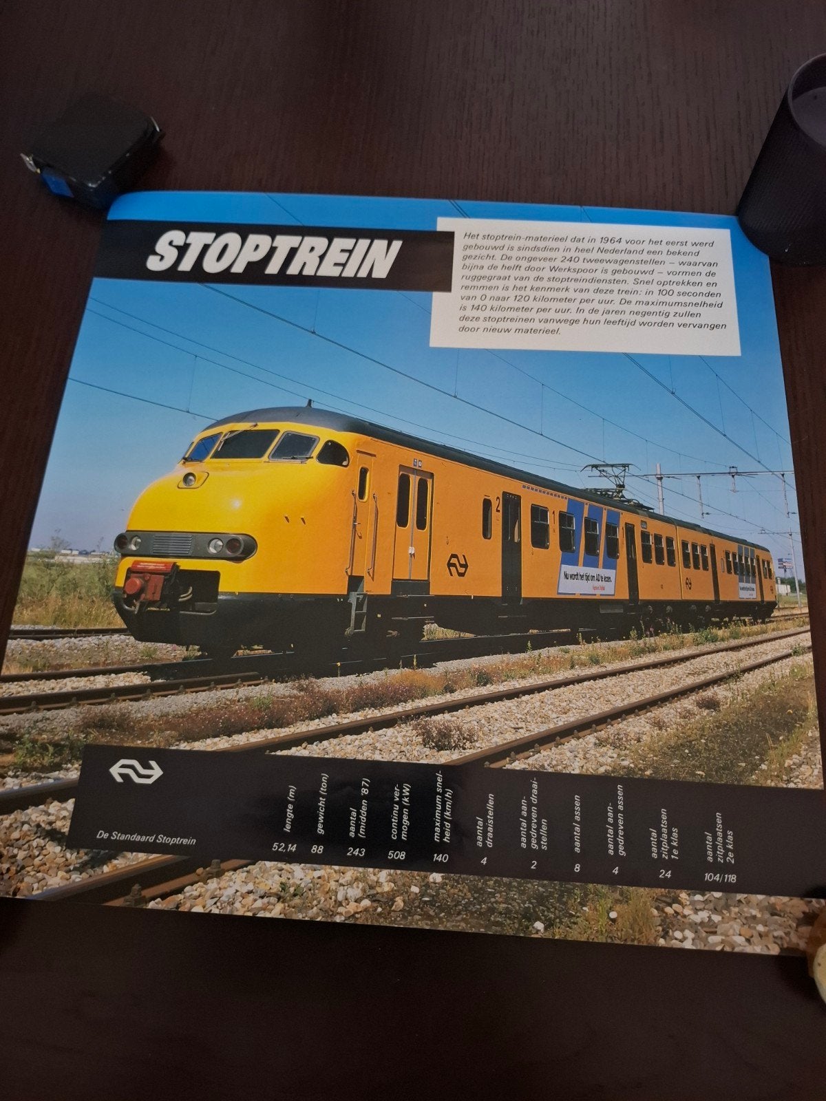Poster Stoprein Trein 38x38cm, Ophalen of Verzenden, Zo goed als nieuw, Trein, Kaart of Prent