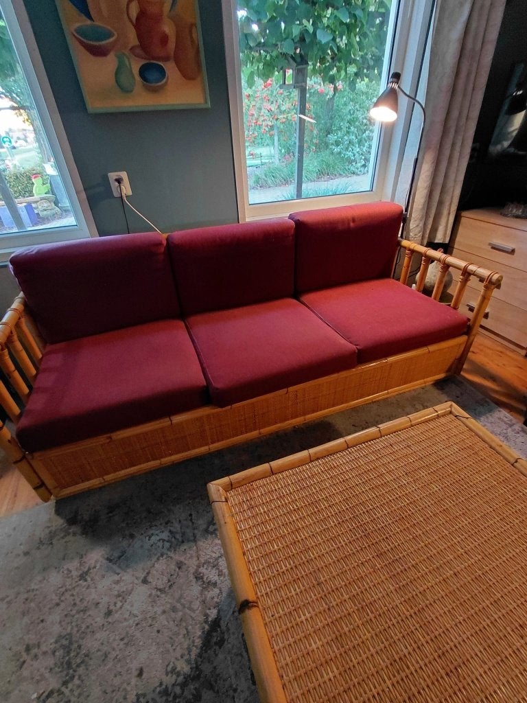 bankstel vintage bijna antiek, Ophalen, Gebruikt, 150 tot 200 cm, Riet of Rotan