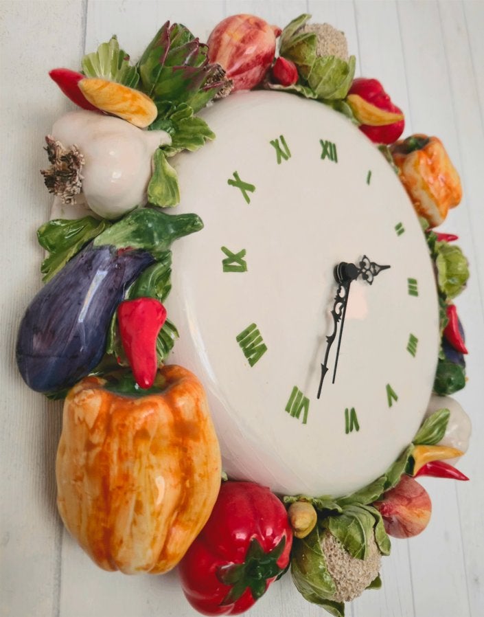 Wandklok Italiaanse Gardameer Handgeschilderde Porselein, Ophalen, Wandklok