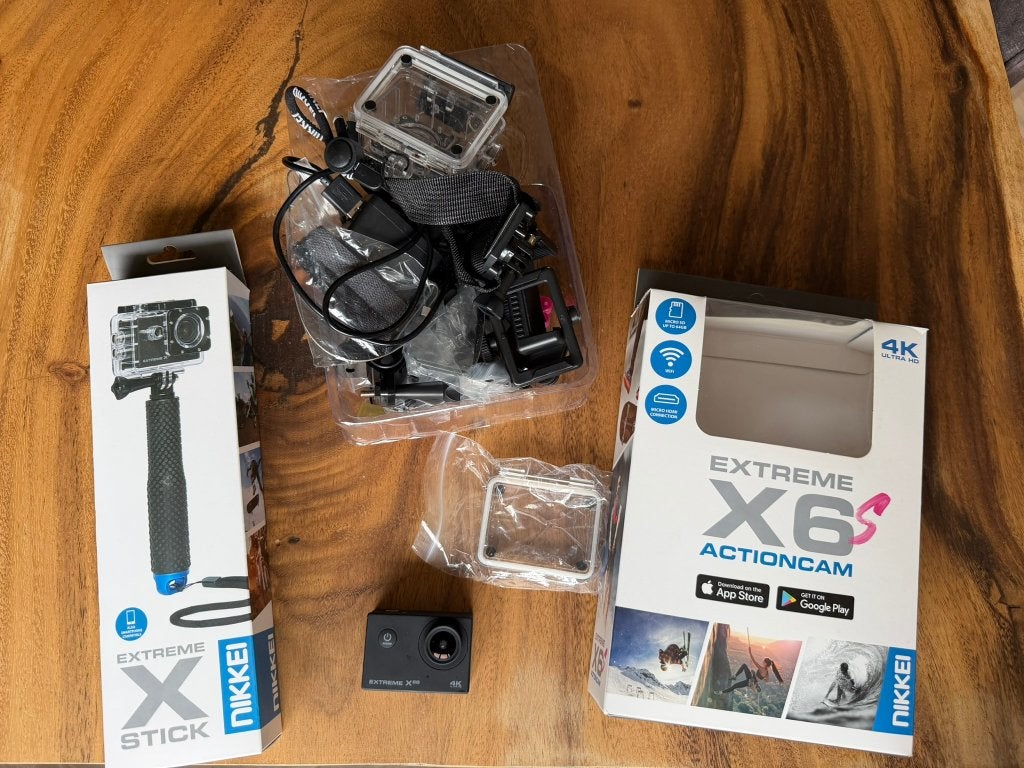 Nikkei Extreme X6S 4K actioncam met accessoires, Overige merken, T, T, Ophalen of Verzenden