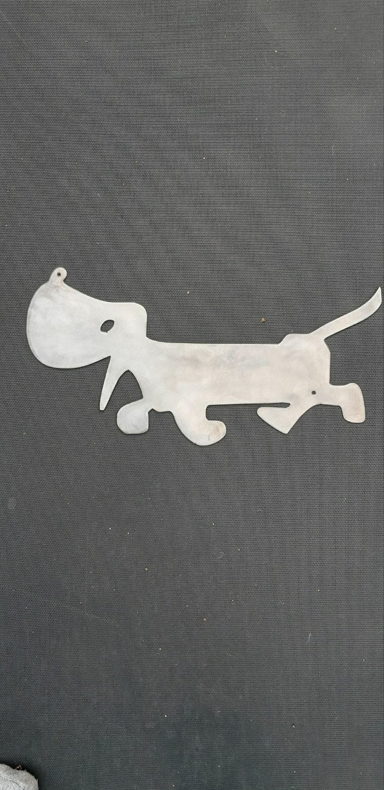 Stalen takkie Teckel - ca. 35 cm, Metaal, Wandsculptuur, Zilver, Nieuw