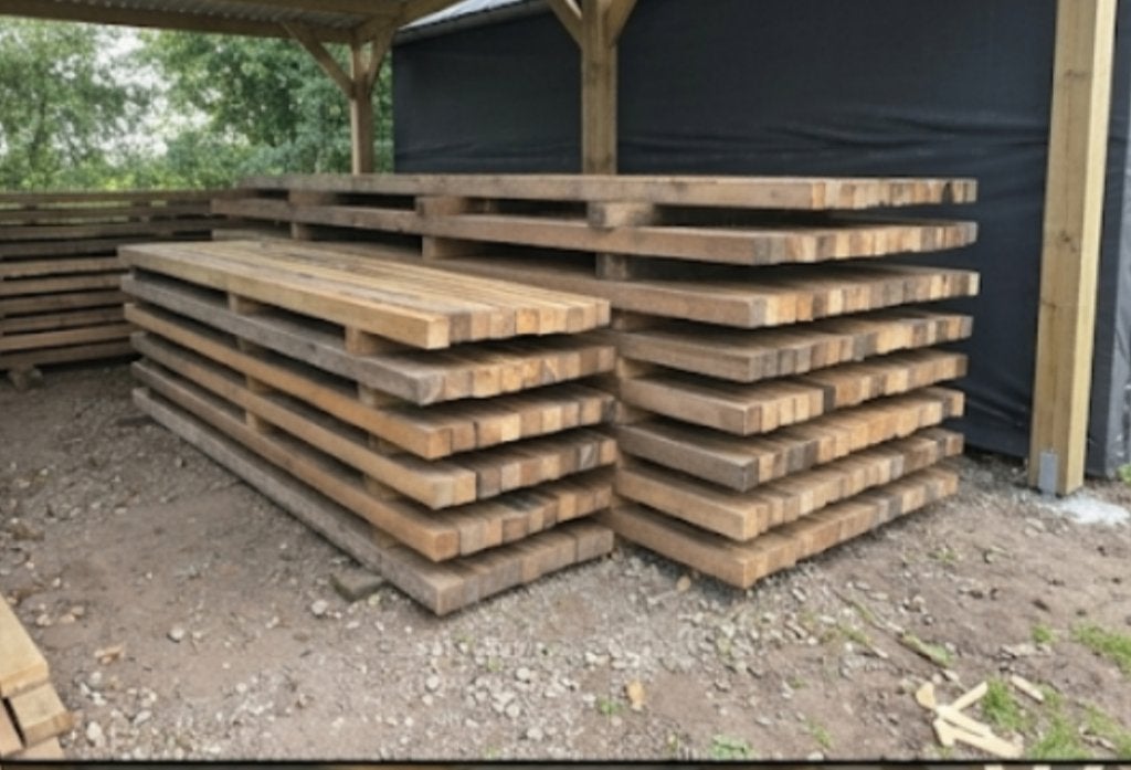 Partij balken 7,5 x 7,5 lengte 400 en 270, Doe-het-zelf en Verbouw, Ophalen, Gebruikt, Balk, Overige houtsoorten