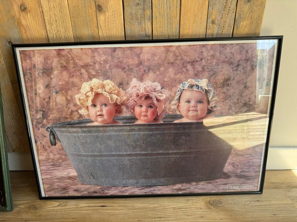 Grote lijst met foto van Anne Geddes - 63 x 94 cm, Gebruikt, Ophalen of Verzenden, 75 tot 100 cm, Foto of Poster