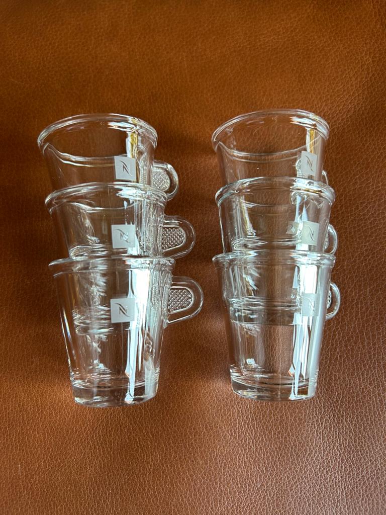 6 Nespresso glazen espresso kopjes zgan, Huis en Inrichting, Keuken | Servies, Ophalen of Verzenden, Overige stijlen, Kop(pen) en/of Schotel(s)