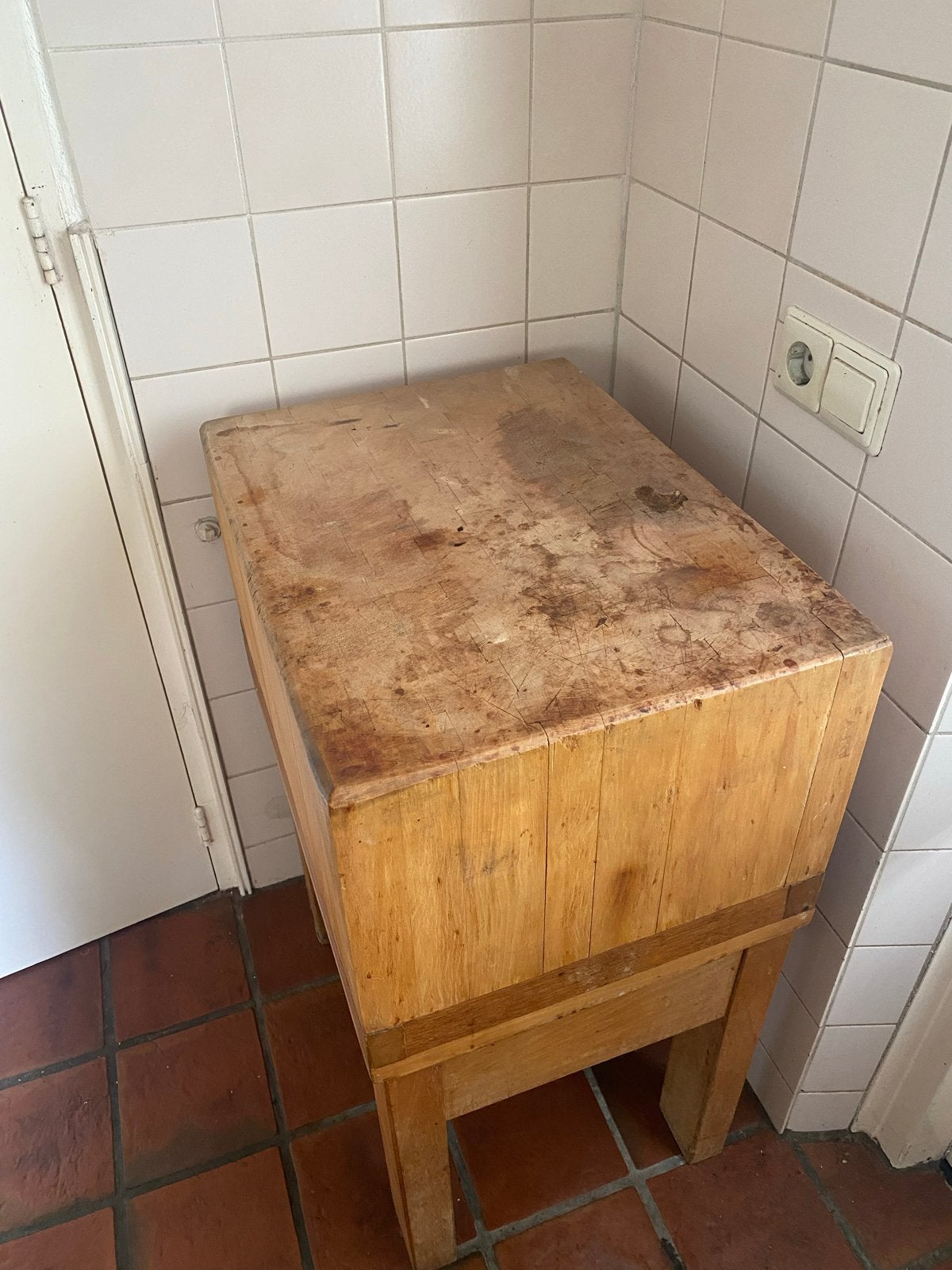 Origineel houten slagersblok / hakblok, Ophalen