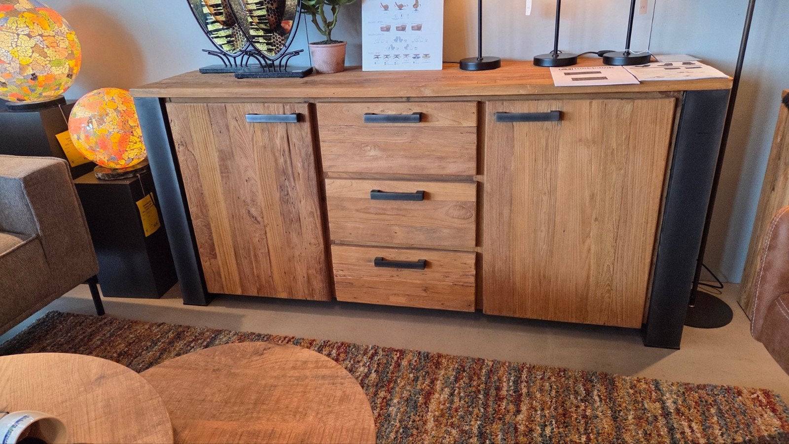 Dressoir teak 180cm, Ophalen, 25 tot 50 cm, 150 tot 200 cm