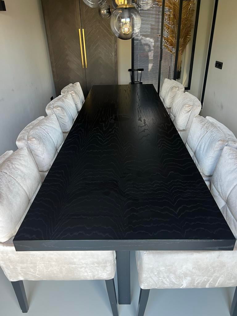 Prachtige Puuur Interiors COX eettafel - zwart eiken, Ophalen, Eikenhout, 200 cm of meer, 50 tot 100 cm
