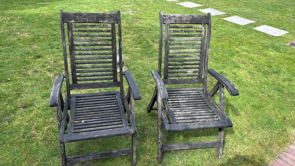 Gratis houten klapstoelen, Tuin en Terras, Ophalen, Gebruikt, Hout