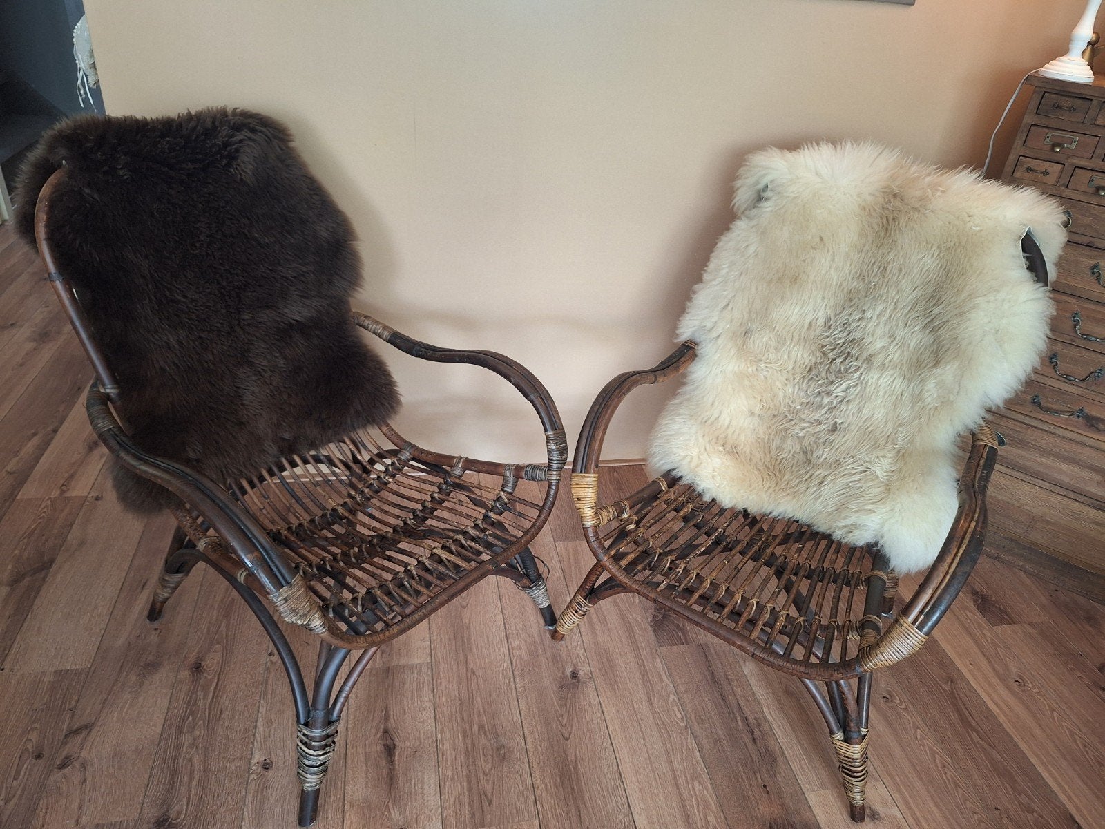 Rotan stoelen 2 stuks, Ophalen, Gebruikt, Twee, Bruin