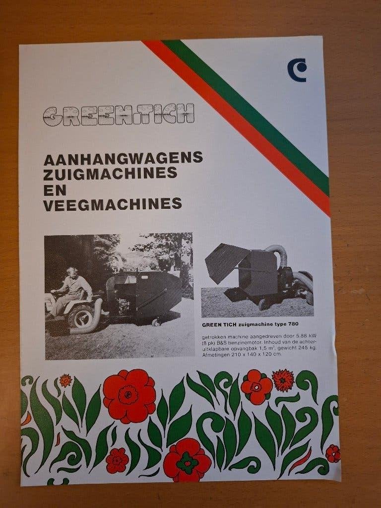 Folder Green Tich aanhangwagens, zuigmachines, veegmachines, Ophalen of Verzenden, Gelezen, Tractor en Landbouw