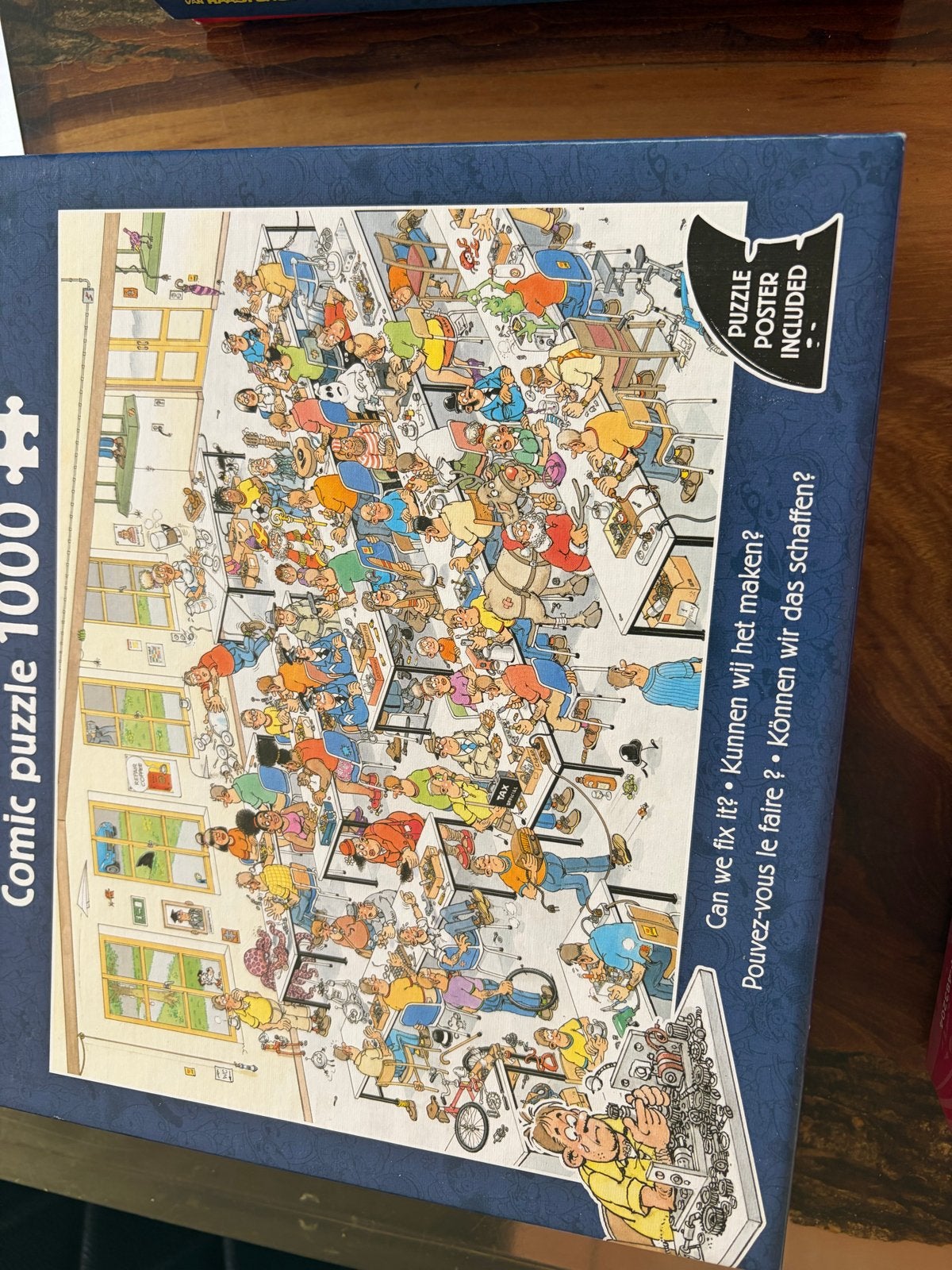 Comic Puzzel 1000 stukjes - 'Can we fix it?', Hobby en Vrije tijd, Ophalen of Verzenden, 500 t/m 1500 stukjes, Zo goed als nieuw