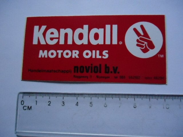 sticker oud KENDALL MOTOROIL Noviol bv nijmegen olie retro, Verzenden, Zo goed als nieuw, Bedrijf of Vereniging