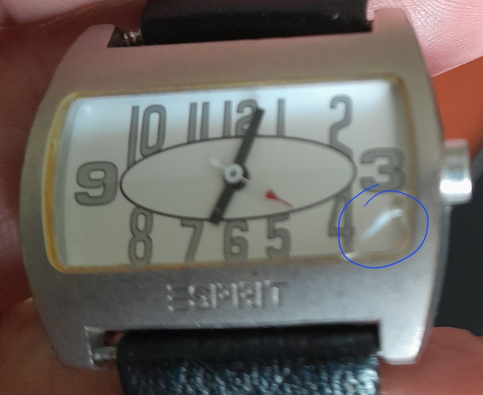 Esprit horloge met zwarte band, Gebruikt, Staal, Overige materialen, Ophalen of Verzenden