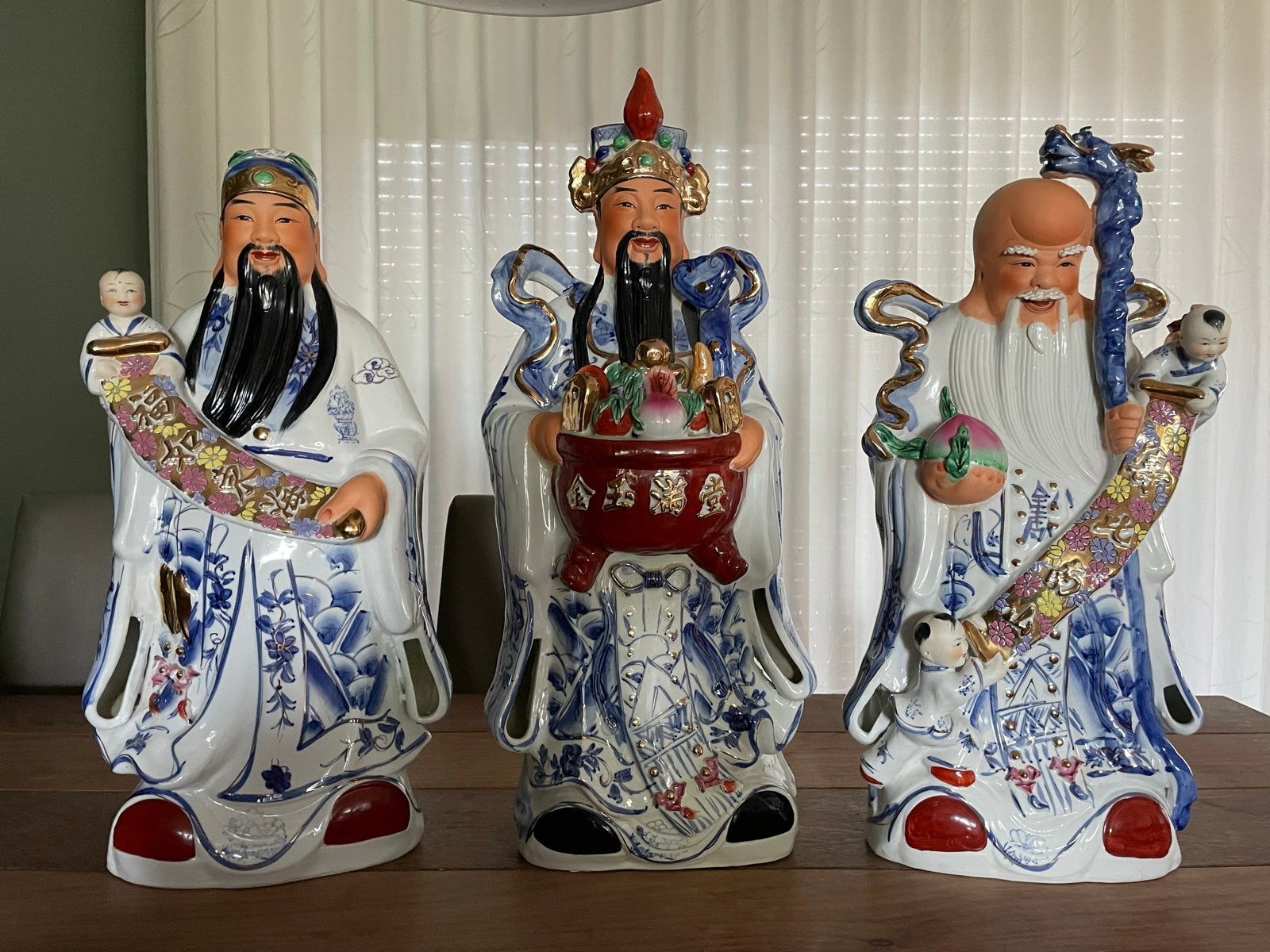 Prachtige grote beelden, Fu Lu Shou, Ophalen