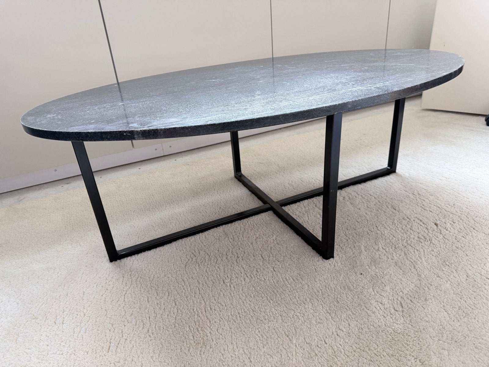 Massief marmeren salontafel - 100x60x35 cm, Ophalen, Overige materialen, Gebruikt, 100 tot 150 cm