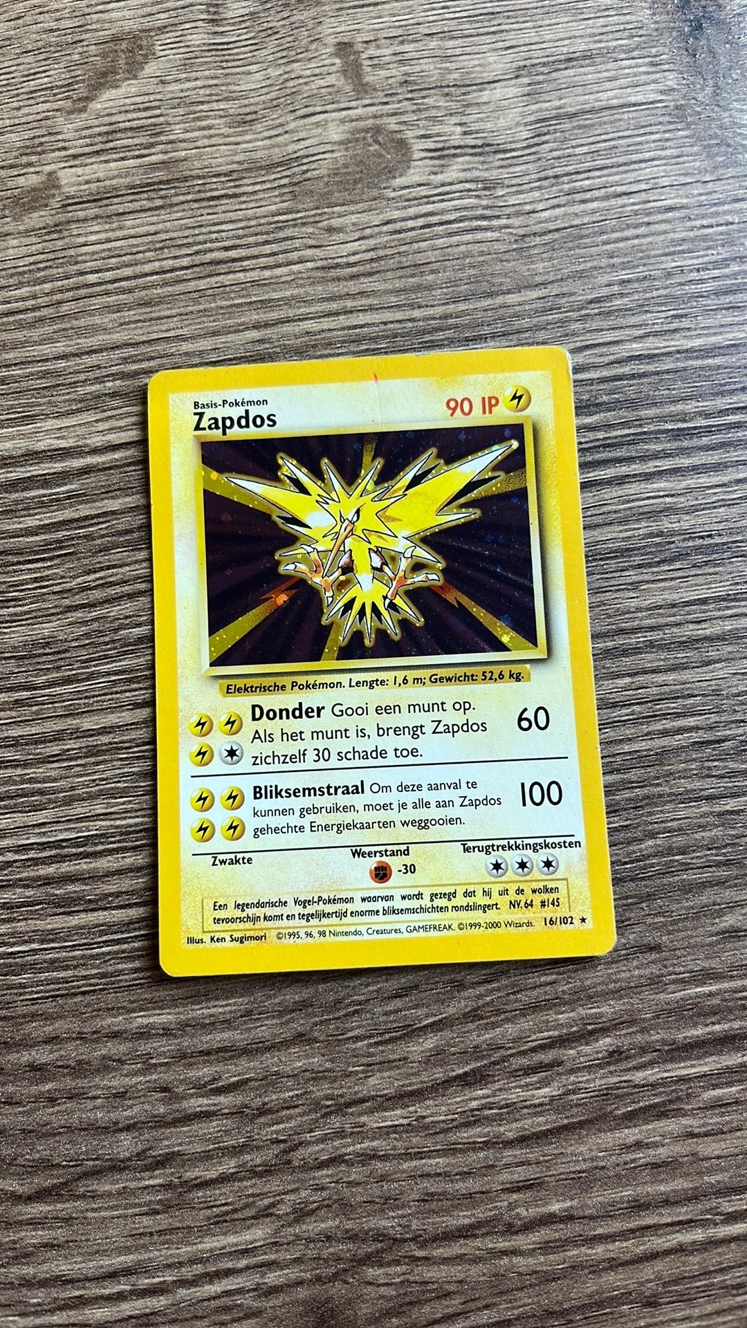 Pokemon Zapdos 16/102, Ophalen of Verzenden, Zo goed als nieuw