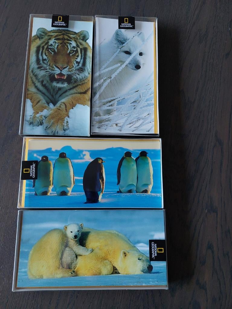Ansichtkaarten National Geographic Tiger, Fox, Beer,Pinguïn, Ophalen of Verzenden