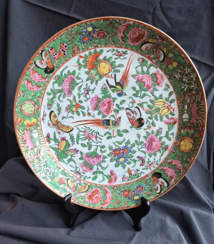 Prachtige Chinese Famille Rose schotel ø 27cm, Antiek en Kunst, Ophalen of Verzenden