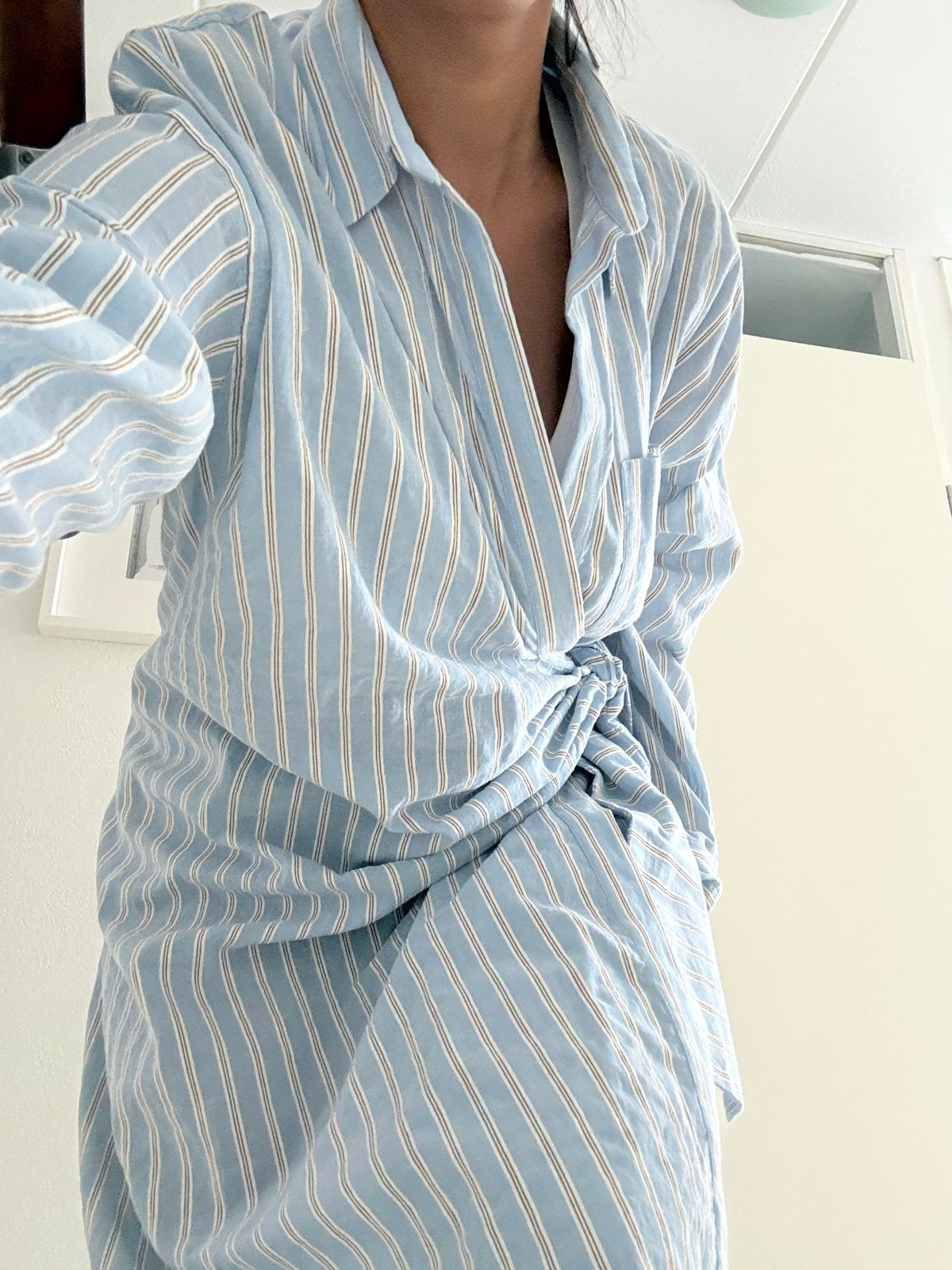 Zara Overslagjurk met Strepen - Blauw, Blauw, Maat 42/44 (L), Nieuw, Ophalen of Verzenden