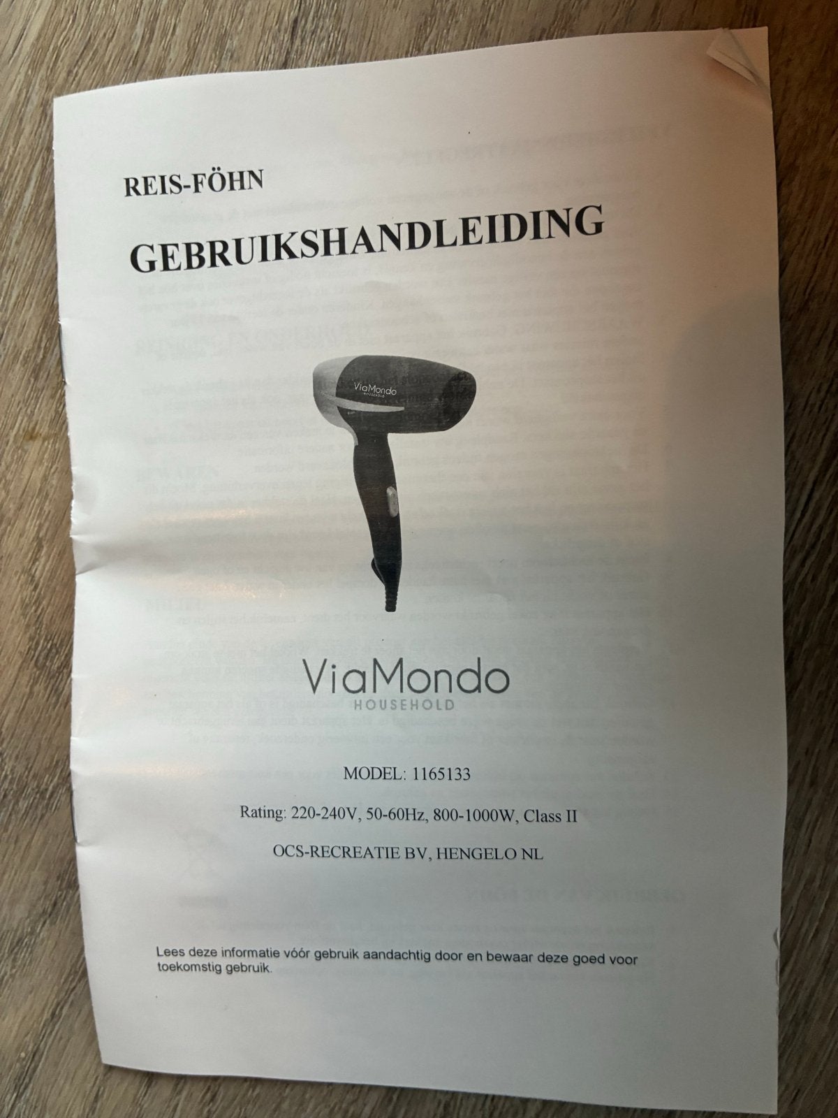 ViaMondo Reis Föhn - Compacte en Krachtige Haardroger, Witgoed en Apparatuur, Ophalen of Verzenden, Nieuw, Haarverzorging