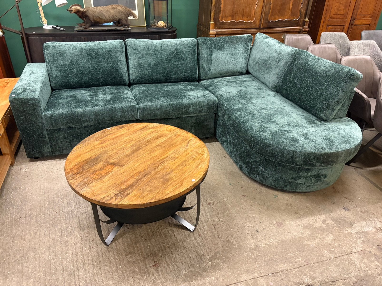 Nieuw Mysofa Alma hoekbank groen 2,5zits met afgeronde divan, Ophalen, ., 75 tot 100 cm, .