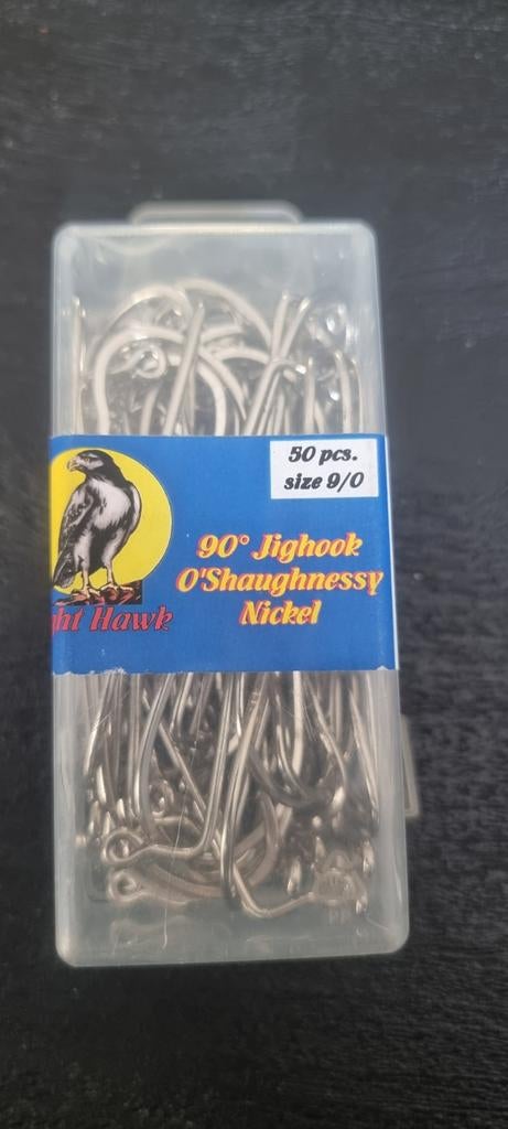 50 stuks 90 Jighook O'Shaughnessy Nikkel Vishaak Maat 9/0, Haak, Onbekend, Nieuw, Ophalen of Verzenden