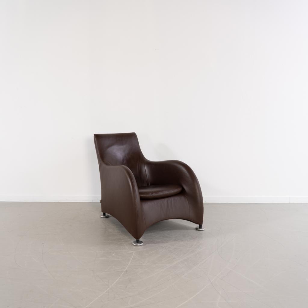 2x Montis Loge Fauteuil Donkerbruin Leder, Niet ingevuld, 100 tot 125 cm, Niet ingevuld, Zo goed als nieuw