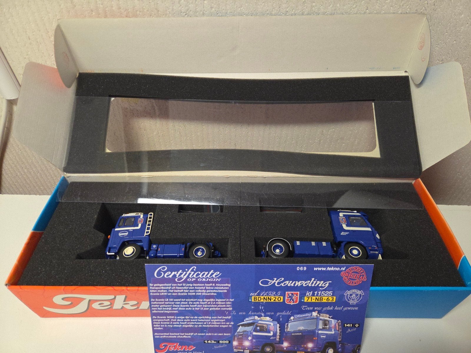 Tekno set Scania Houweling, Ophalen of Verzenden, Zo goed als nieuw, Bus of Vrachtwagen, Tekno