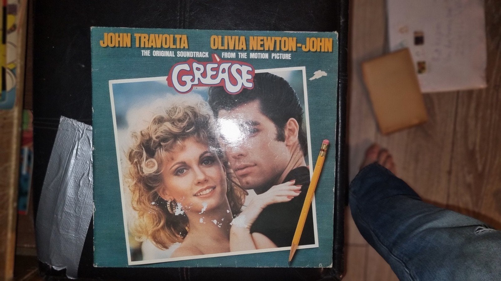 Grease Soundtrack - John Travolta & Olivia Newton-, Fotohoes, Gebruikt, Ophalen of Verzenden, 12 inch