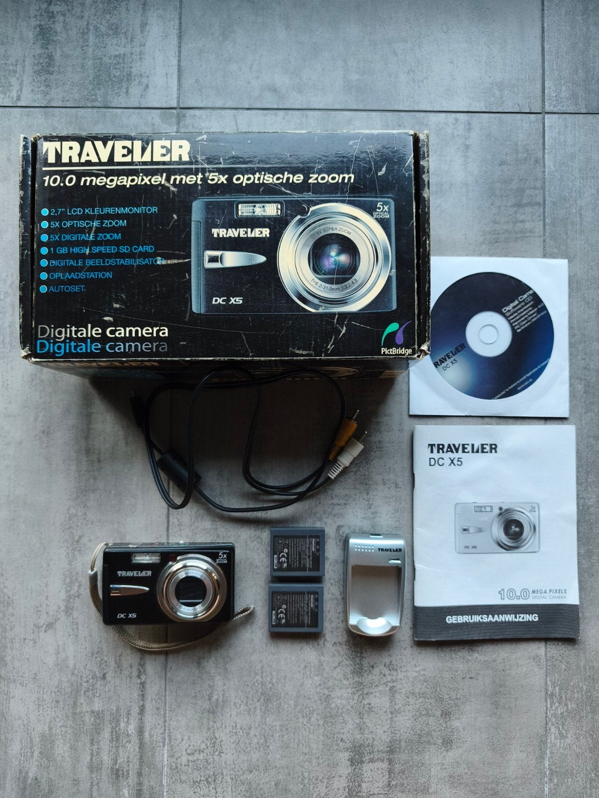 Traveler DC X5 digitale camera met accessoires (werkend), Ophalen of Verzenden, 10 megapixels, Overige Merken, 4 t/m 7 keer
