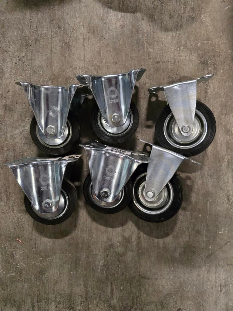 6x bokwielen / zwenkwielen, Ophalen of Verzenden, Zo goed als nieuw