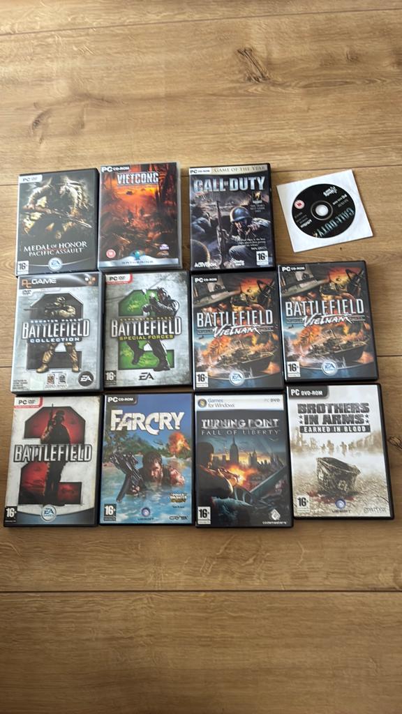 Grote collectie PC CD-ROM en DVD spellen (o.a. Battlefield,, Spelcomputers en Games, Games | Pc, Gebruikt, Shooter, 3 spelers of meer