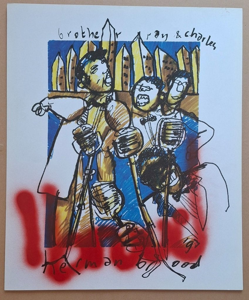Herman Brood - Ray Charles - Pop Series 93, Portret en Figuren, Gesigneerd in de plaat, Offsetdruk, Ophalen of Verzenden