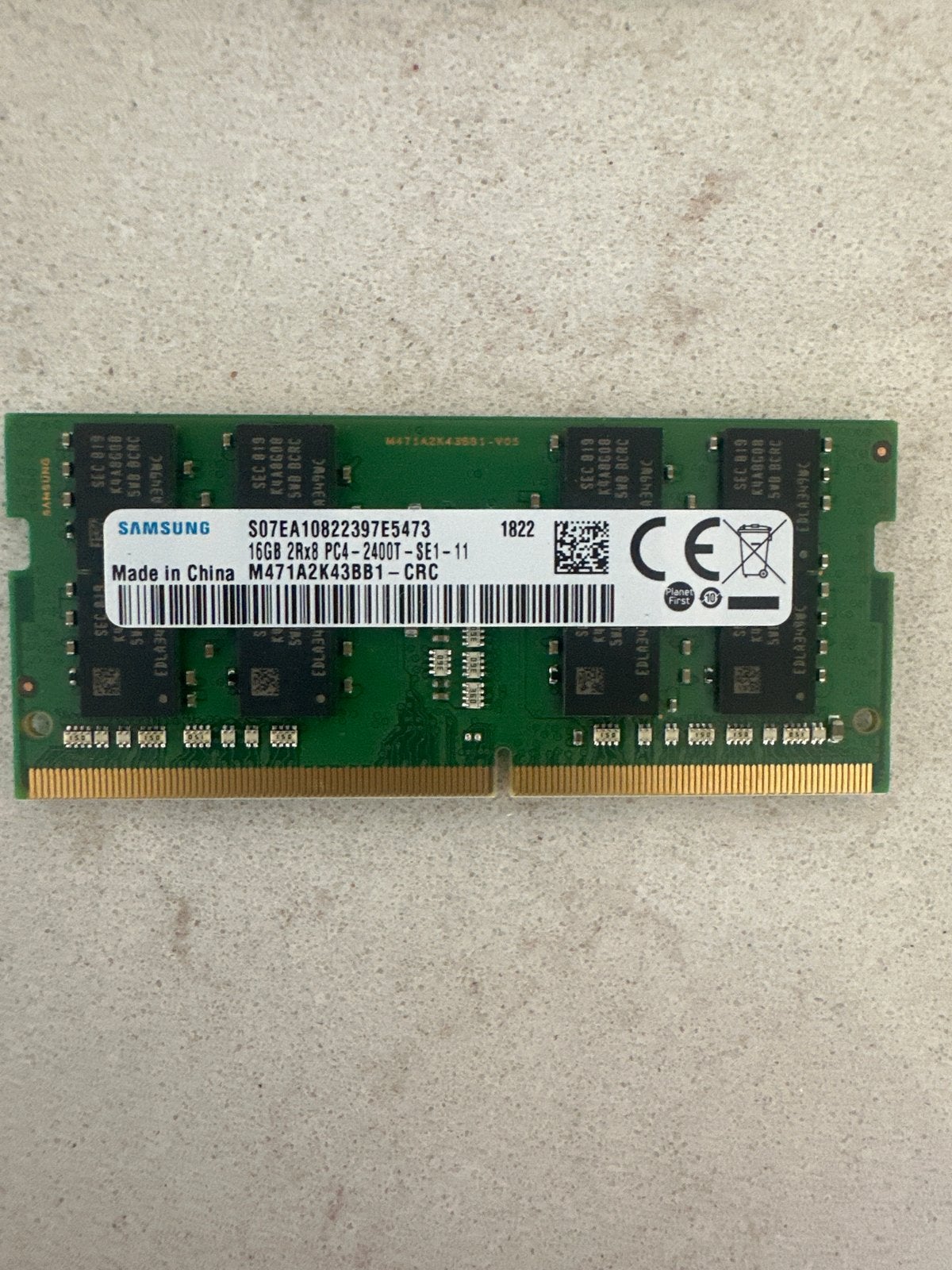 Samsung 16GB DDR4 RAM PC4-2400T voor Laptop, Computers en Software, DDR4, Ophalen of Verzenden, Zo goed als nieuw, 2400t