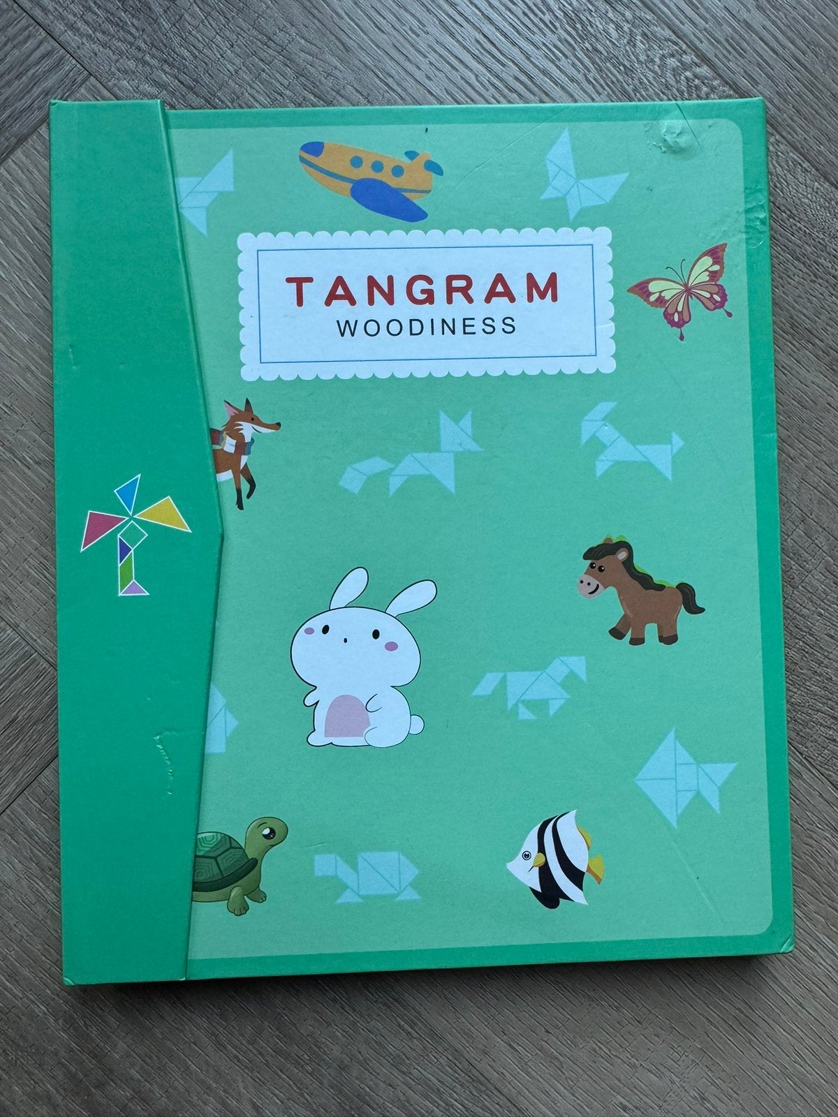 Puzzelboek magnetisch Tangram Woodiness, Ophalen of Verzenden, Zo goed als nieuw
