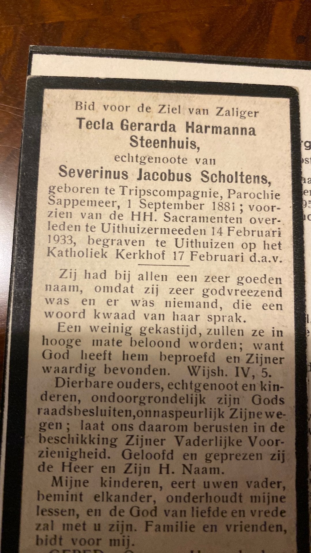 TGH Scholtens - Steenhuis 1881 Tripscompagnie 1933 Uithuizen, Ophalen of Verzenden
