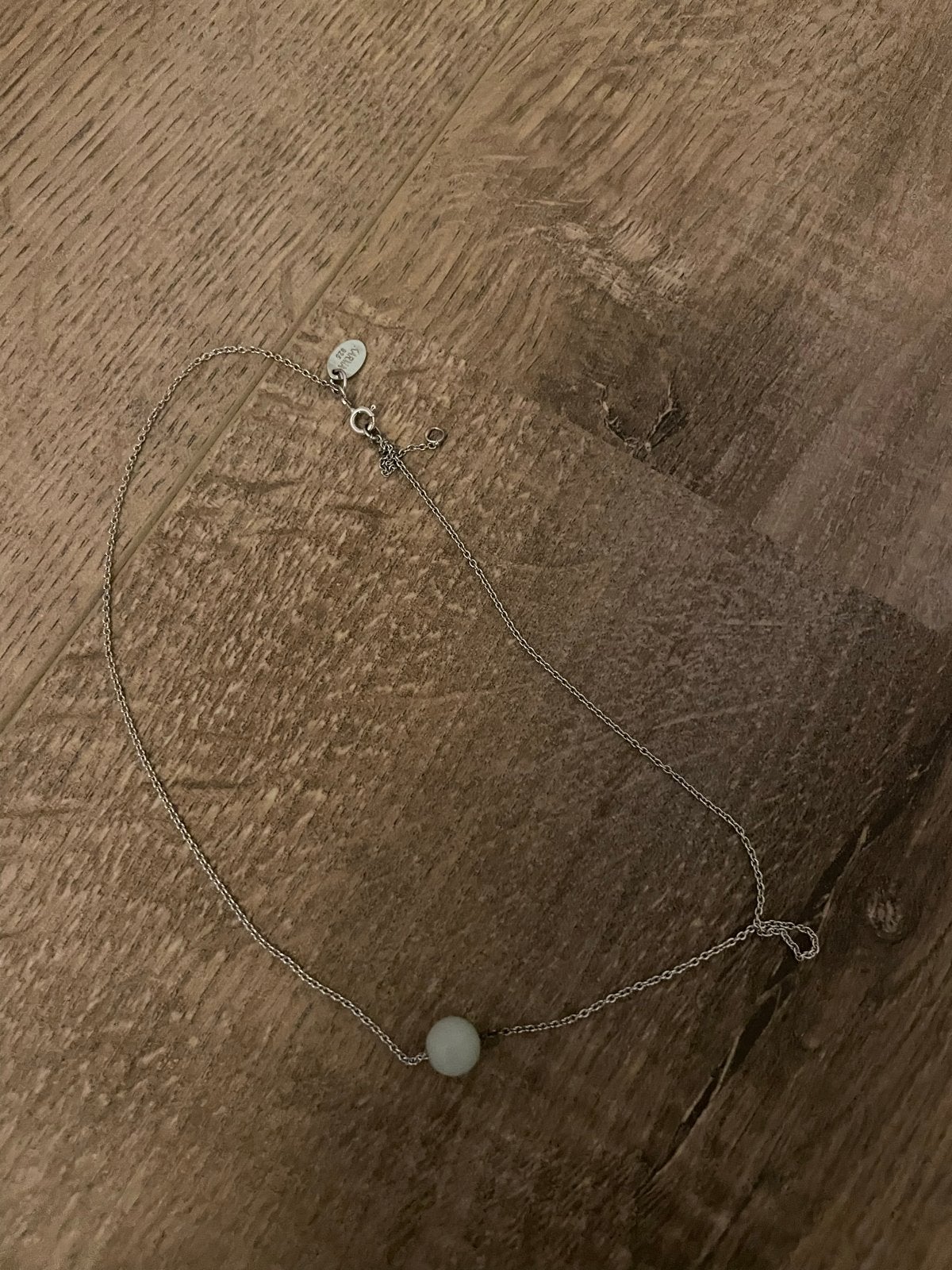 Zilveren ketting met groene hanger, Met hanger, Gebruikt, Ophalen of Verzenden, Groen
