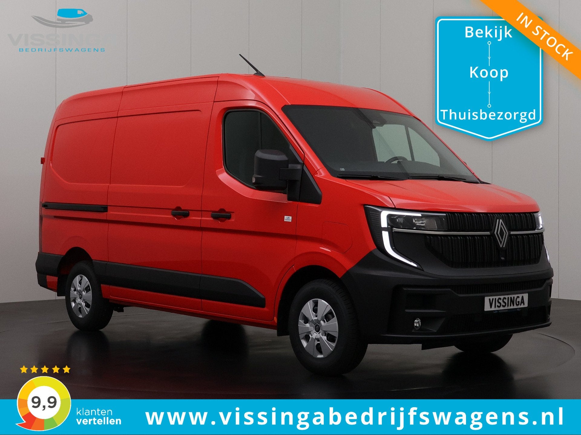 Renault Master E-Tech L2H2 Long Range Extra 87 kWh Rood, Auto's, Dealer onderhouden, 143 pk, Met garantie (alle), Renault
