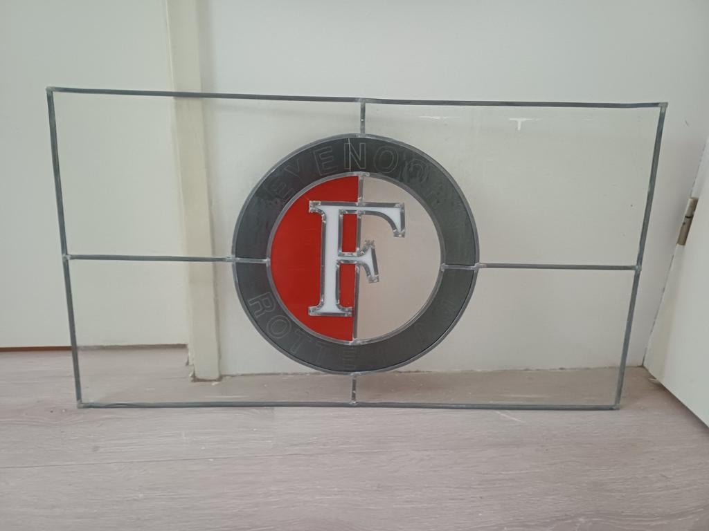 Glas in lood Feyenoord embleem - 90x40 cm, Boeken, Kunst en Cultuur | Beeldend, Ophalen, Zo goed als nieuw