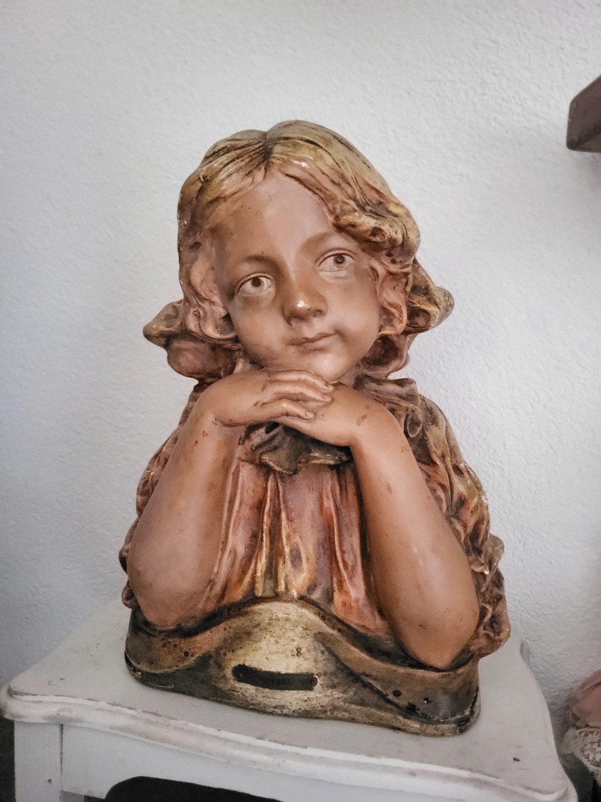 Vintage Buste van Meisje - Gipsen Beeld, Antiek en Kunst, Ophalen