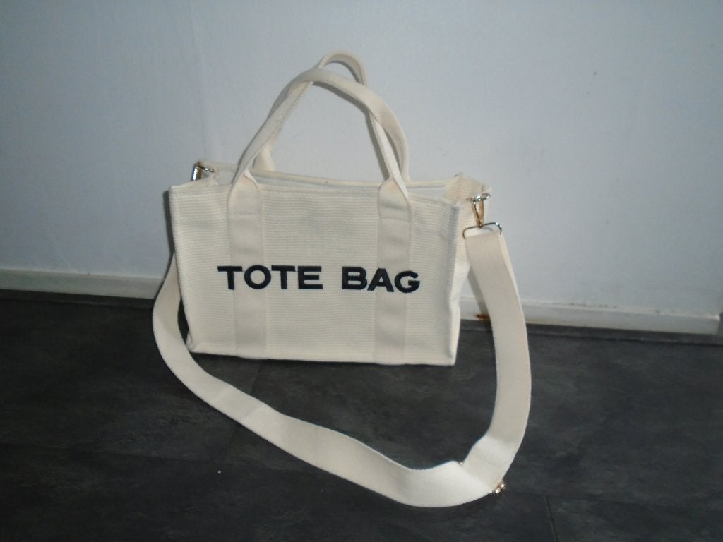 Prachtige Canvas /Katoen Tote Bag met 'TOTE BAG' Opdruk, Verzenden, Zo goed als nieuw, Wit, Shopper
