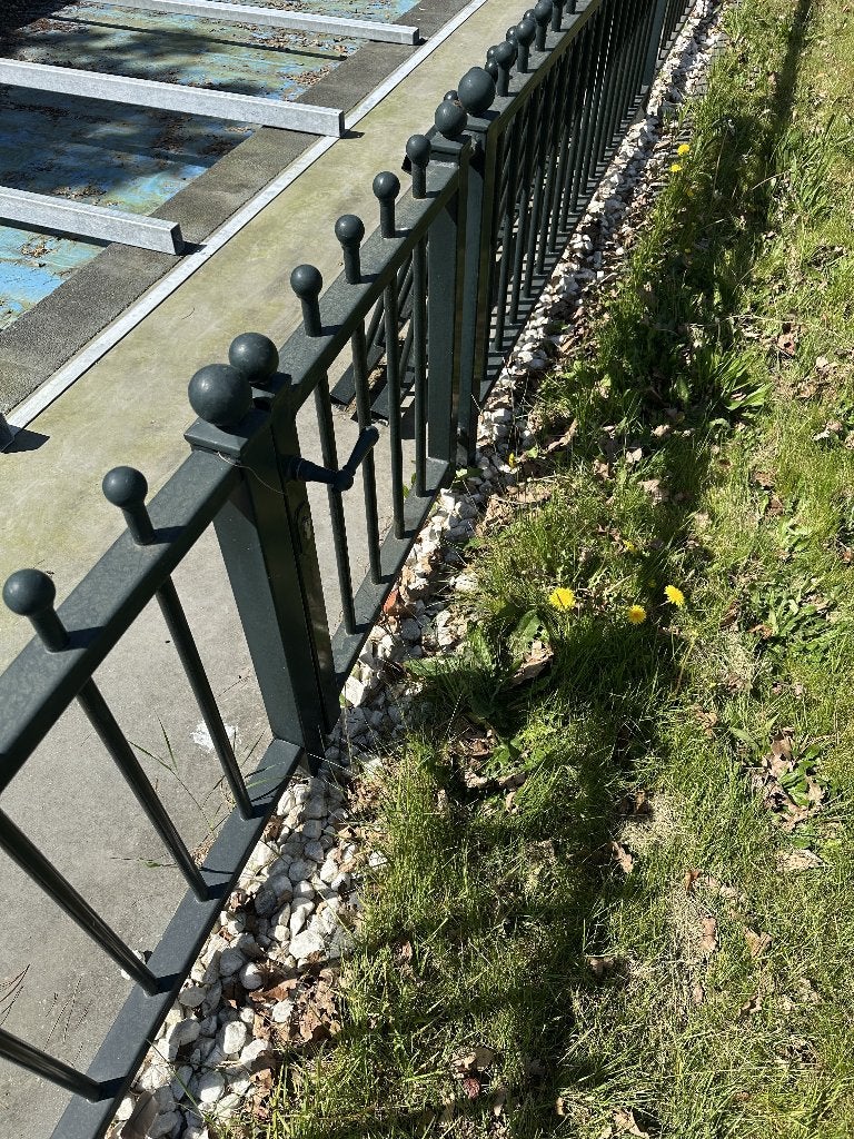 Tuinhek ijzer 16mtr 80cm hoog, Ophalen, Met poort, Gebruikt, Tuinhek
