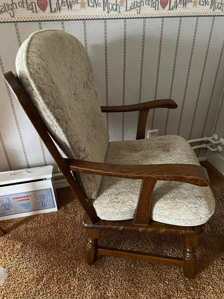 3x klassieke houten stoel fauteuil met stoffen bekleding, Ophalen, Gebruikt, Overige kleuren, Eén