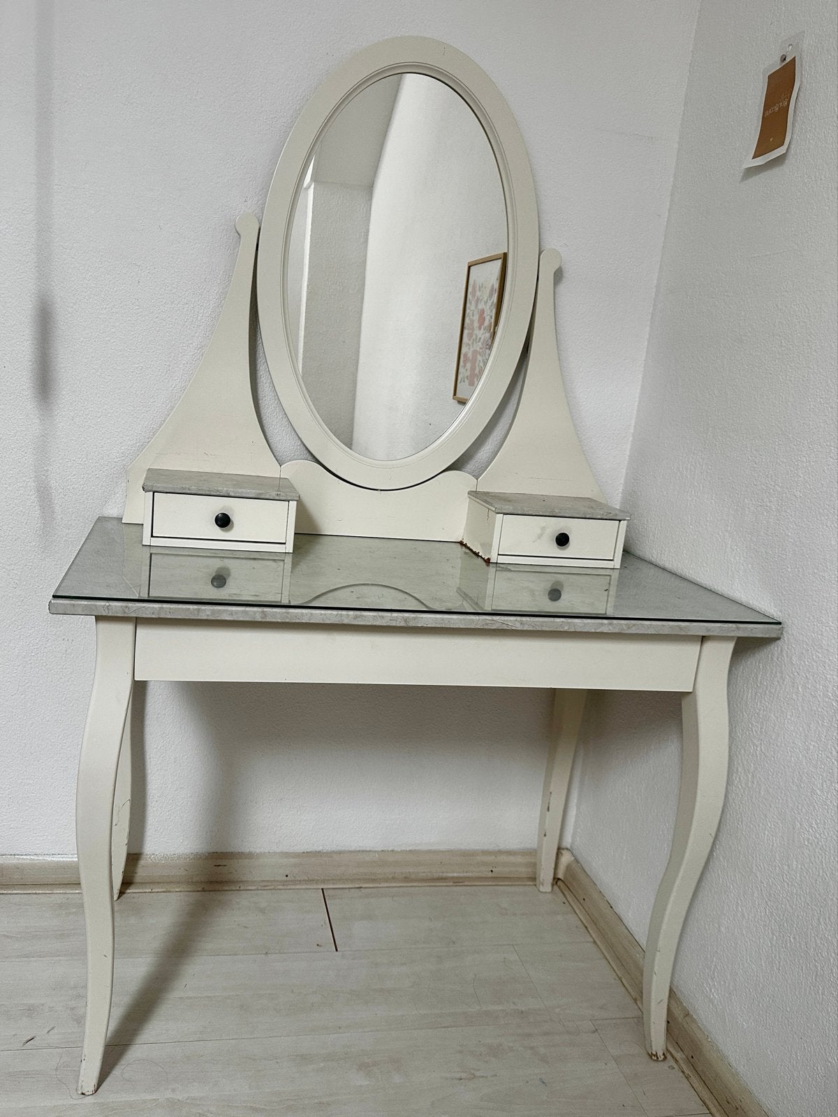 Ikea Hemnes bureau met spiegel en lades, Ophalen, Gebruikt, 100 tot 150 cm, 50 tot 100 cm